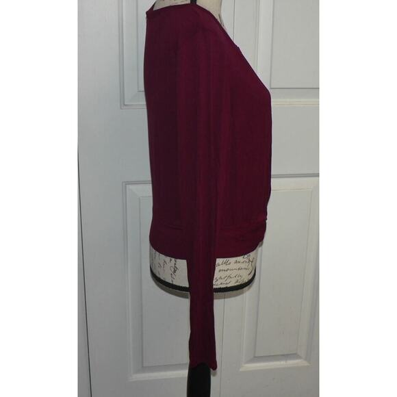 Socialite Women's Front Twist Long Sleeve Round Neck Top in Burgundy Xlarge - Picture 4 of 6